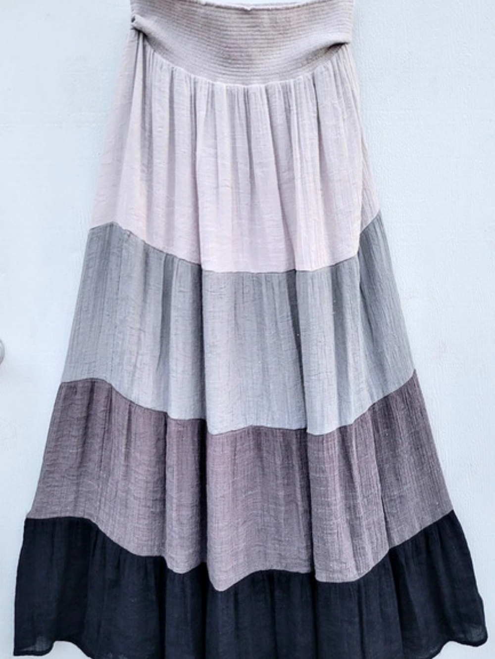 J. Gee Tiered Color Block Maxi Skirt Gray & Black XL